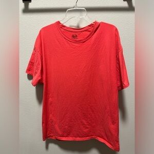 Fruit of the Loom XL Crew neck, Short sleeve T-shirt All Cotton Coral Pink color